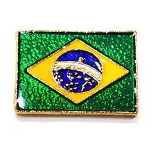 Kit 10 Pins Bótons Bandeira Do Brasil 23mm Folheados A Ouro