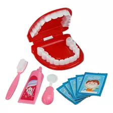 Kit Dentista Infantil Brinquedo Educativo Dente C/ 4 Peças