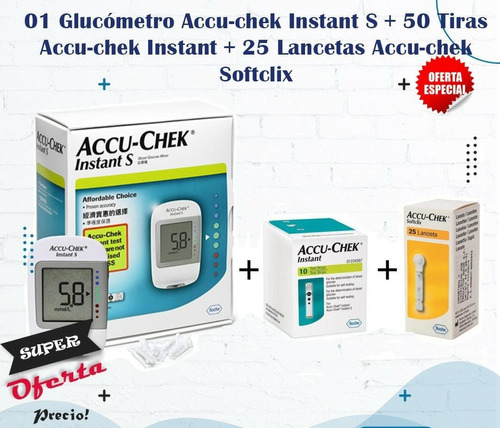 Glucometro Accu Chek Instant S + 50 Tiras Reactivas + Lancet