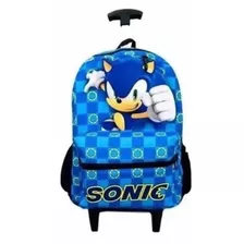 Mochila Escolar Rodinha Sonic Juvenil Infantil Argola