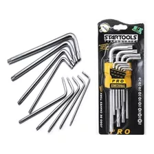 Jogo Kit Chave Torx Tipo L 9 Peças Longa C/furo Profissional