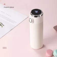 Termo Digital Abre Facil Botella De Agua Inteligente Led 450 Color Blanco Hueso