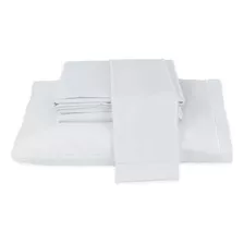 Lençol Cama Box Com Elástico Solteiro 400 Fios + 1 Fronhas Cor Branco Desenho Do Tecido Liso