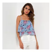 Blusa Gasa Floral Talla M Nueva Importada En Stock Colores