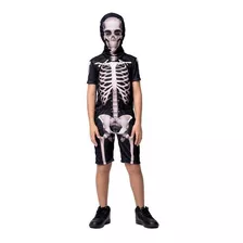 Fantasia Curta Esqueleto Caveira Halloween Festas