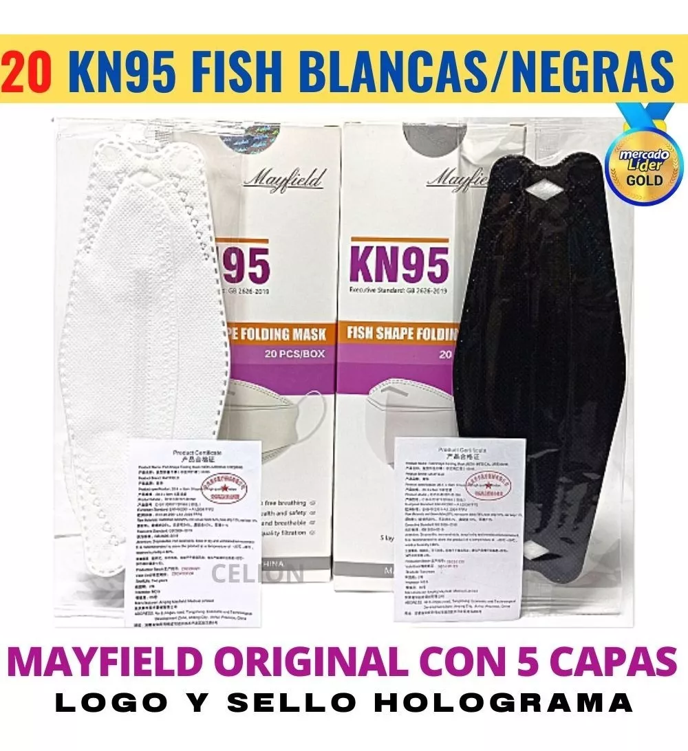 Mascarillas Kn95 Fish X20u Precio Por Mayor Originales Cefda