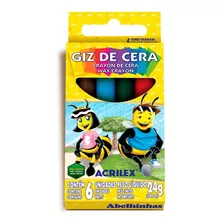 Mini Giz De Cera Acrilex 6 Cores Caixa Com 12 Unds