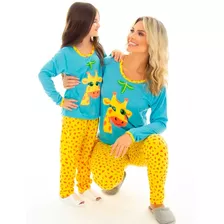 Pijama Mãe E Filha Minei Feminino Longo De Inverno Fechado