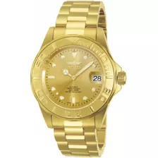 Relógio De Pulso Invicta Pro Diver 13929 Com Corpo Ouro, Analógico, Para Masculino, Fundo Ouro, Com Correia De Aço Inoxidável Cor Ouro, Agulhas Cor Branco E Ouro, Subdials De Cor Branco E Ouro, Pont