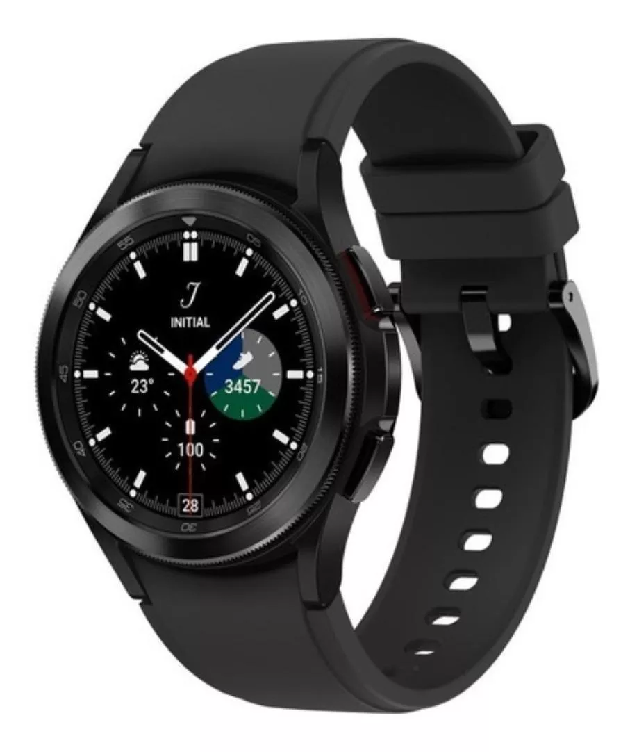 Samsung Galaxy Watch4 Classic (bluetooth) 1.2  Caixa 42mm De  Aço Inoxidável  Black, Pulseira  Black De  Fluoroelastómero E O Arco  Black De  Aço Inox Sm-r880