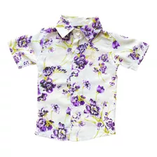 Camisa Social Infantil Masculina Verão Floral 1 Ao 8 Linho
