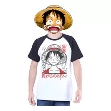 Camiseta Luffy One Piece Procurado Anime Camisa 100% Algodão