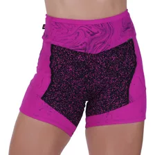 Short Feminino Academia Jacquar Degrade Poliamida Cós Alto O