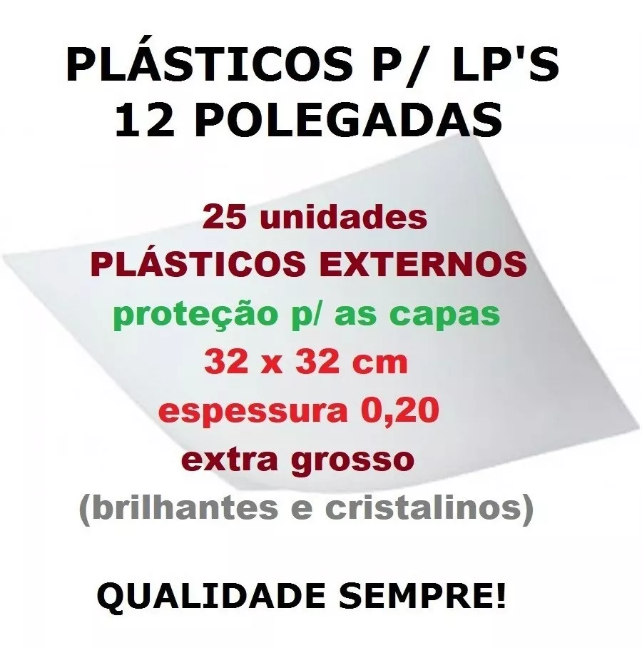 25 Plásticos 0,20 Extra Grosso P/ Capa De Lp Discos Vinil