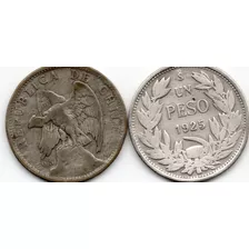 Monedas De Plata Historica Chilenas 1925 Un Peso