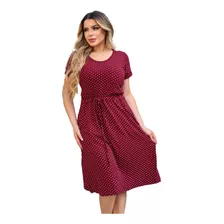 Vestido Soltinho Midi Manga Curta Verão Rodado Moda Feminina