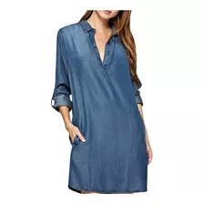 Vestido De Mujer Denim Azul Camisa Vaquera Lavada Vintage Co