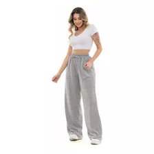 Calça Feminina Pantalona Lanzinha Tendencia Boca Larga 