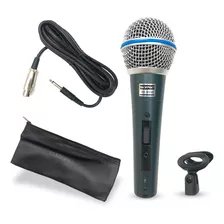 Microfone Dinâmico Cardióide Com Chave Skypix Sk-m58b Cor Preto