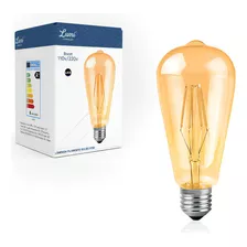 Kit 2 Lâmpada Bulbo Filamento Led Carbono Decorativa Retrô Vintage Ambar E27 St64 Bivolt