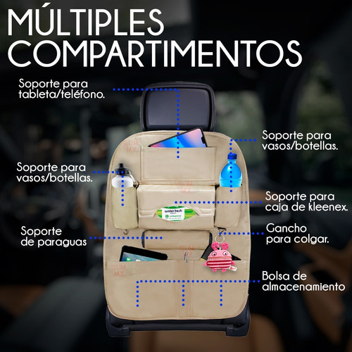 Organizador De Asiento Trasero Ajustable Para Automovil Foto 8