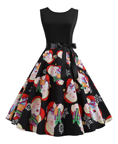 Vestido Mujer Vintage Retro Escote V Sin Mangas Estampado Ev Vestido Mujer Vintage Retro Escote V Sin Mangas Estampado Ev