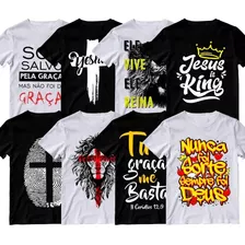 Kit 8 Camiseta Jesus Moda Evangélica Cristã Cruz Leão Fé