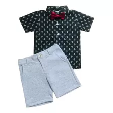 Roupa Infantil Camisa Social Bermuda Menino Batizado Festa