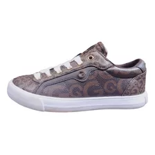 Tenis Guess Original Dama Casual Café Blanco + Envío Gratis 