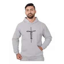 Blusa Moletom Casual Jesus Cristo Evangélico Capuz E Bolso