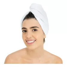 Toalha Para Cabelo Com Botão Branca