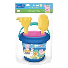 Set De Playa Peppa Pig Balde Pala Rastrillo Colador Moldes