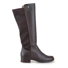 Bota Feminina Pegada Montaria Couro Com Lycra Chocolate