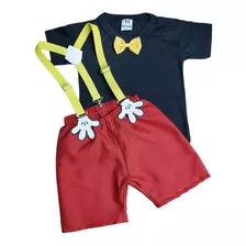 Roupa Aniversário Conjunto De Bebê Festa Tema Mickey 3 Pçs