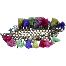 Rapsodia Pulsera Doble Dijes Y Flecos Única! 