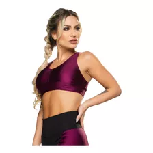 Top Nadador Poliamida Brilhosa Feminino Fitness