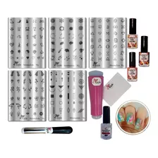 Kit Placas E Carimbos De Unhas Minimalista Apipila 