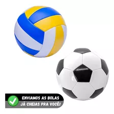 Bola De Futebol E Bola De Vôlei + Mini Bomba De Ar Cor Sortidas