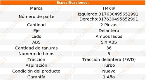 2- Mazas Delanteras Sin Abs S80 5 Cil 2.5l 2004/2006 Tmk Foto 2