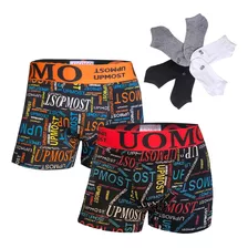 Boxer Uomo Adulto Pack 2 Boxer + 6 Pares De Medias Soquete