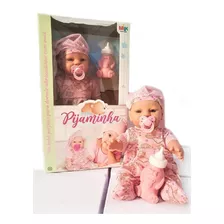 Boneca Bebê Pijaminha Mamadeira Chupeta Infantil Brinquedos