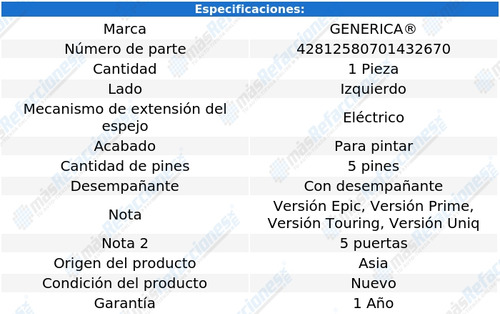 Espejo Honda Hr-v 2017 - 2018 Electrico Para Pintar Izq Rxc Foto 2