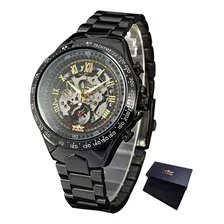 Reloj Pulsera T-winner Wrg8067-1 De Cuerpo Color Negro, Analógico-digital, Para Hombre, Fondo Oro, Con Correa De Acero Inoxidable Color Y Expandible