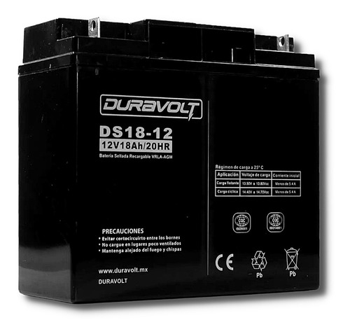 Batería 12 V, 18 Ah Sellada Ds18-12  Duravolt, . Agm
