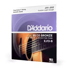 Encordoamento D'addario Ej13 Violão Aço 011 Folk Bronze