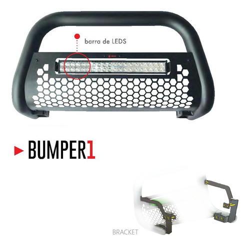 Burrera Bumper1 Negro C/barra Leds P/chevrolet S10 2020-2023 Foto 2