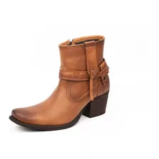 Bota Botin Vaquera Miel Mujer Piel Calidad Inmoda 1608