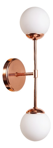 Aplique 2 Luces Elyn Cobre C/ Globo Opal Satinado 9 Cm