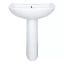 Lavabo Con Pedestal De Ceramica Con Rebosadero Marca Gravita Color Blanco Lp 1130 100