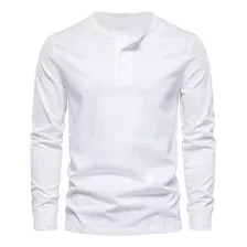 Playera De Manga Larga Estilo Henley Ligero Para Hombre